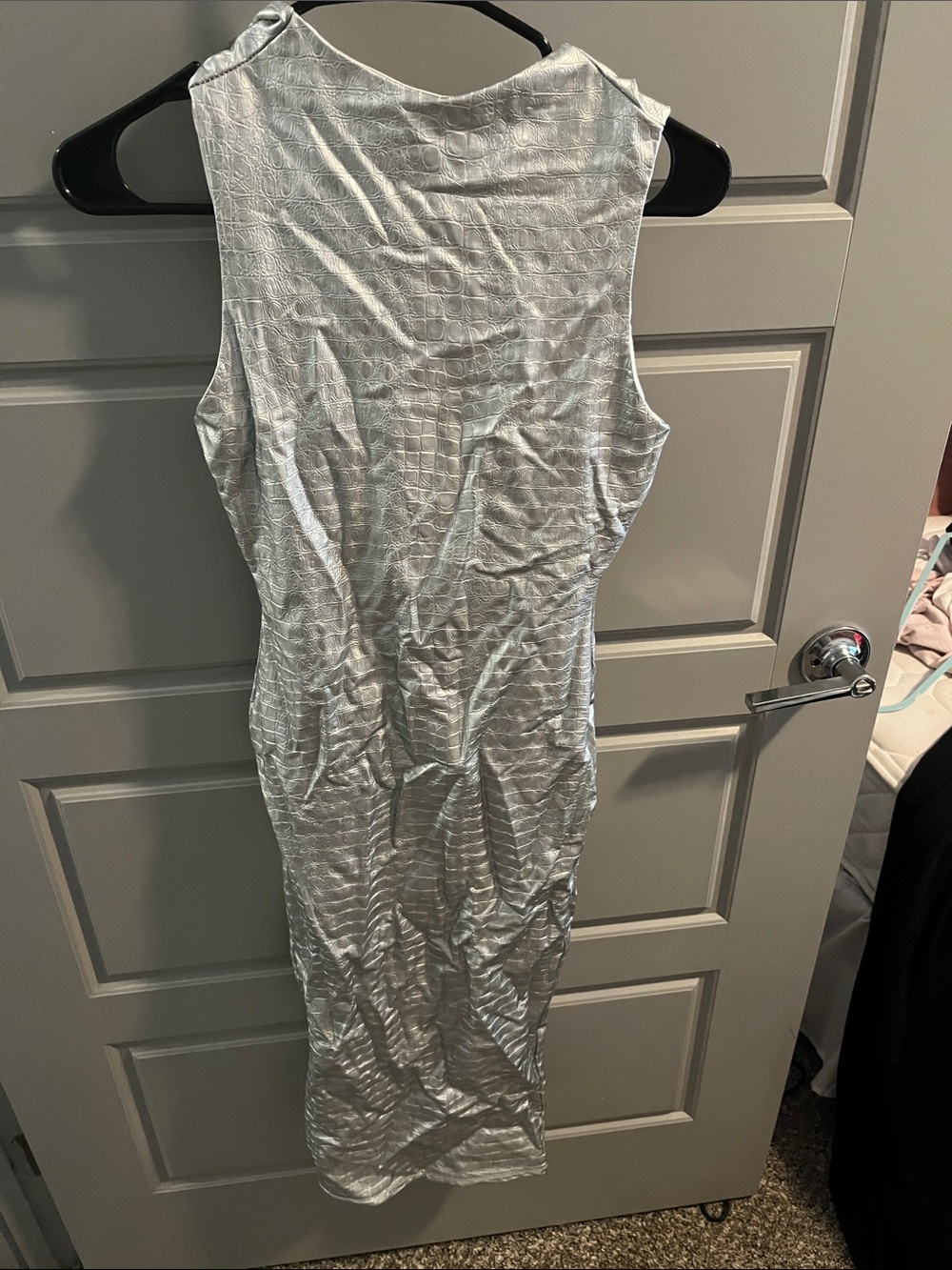 naked wardrobe Silver Textured Midi Dress